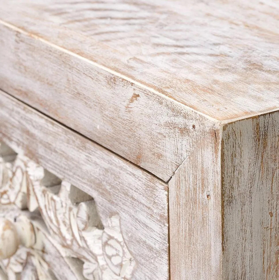 Vintage Hochkommode aus Mangoholz White Wash - Fudorus