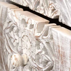 Vintage Hochkommode aus Mangoholz White Wash - Fudorus