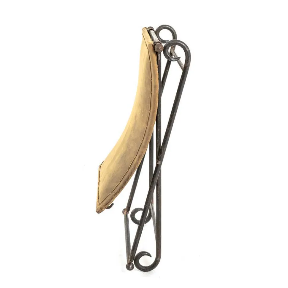 Vintage Hocker mit Echtleder Gelb - Franca