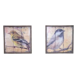 Vintage Holzbilder mit Vogel Druck Bacoas 56x56 cm (zweiteilig)