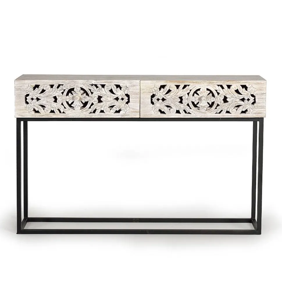 Vintage Konsolentisch in Holz White Wash - Anatto