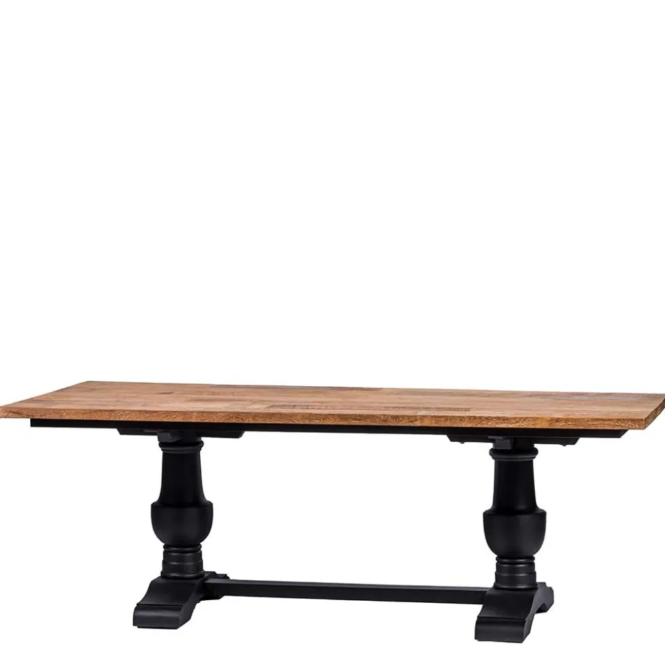 Vintage Landhaus Esszimmertisch in Teak & Schwarz - Niovan