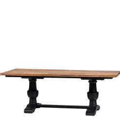 Vintage Landhaus Esszimmertisch in Teak & Schwarz - Niovan