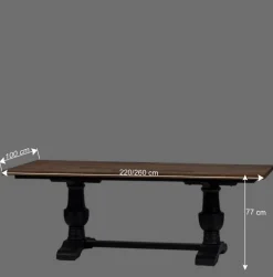 Vintage Landhaus Esszimmertisch in Teak & Schwarz - Niovan