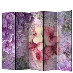 Vintage Leinwand Paravent mit Blumen Motiv - Crabira