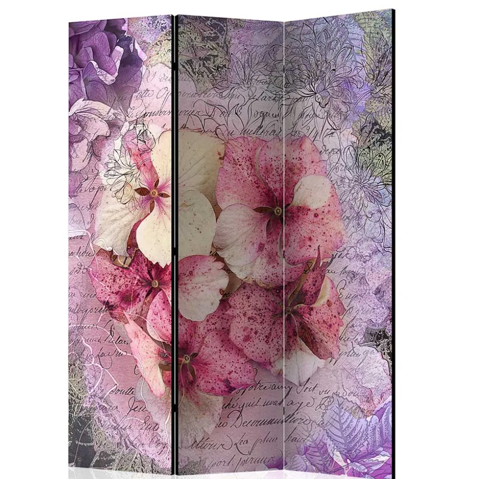 Vintage Leinwand Paravent mit Blumen Motiv - Crabira