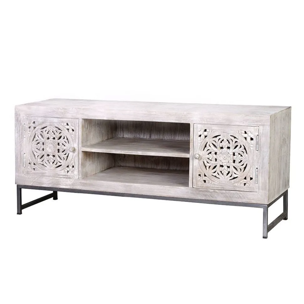 Vintage Lowboard in Mangoholz White Wash - Fudorus