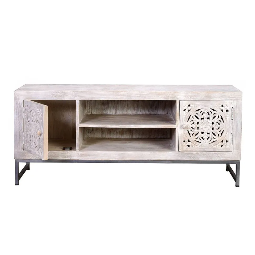 Vintage Lowboard in Mangoholz White Wash - Fudorus