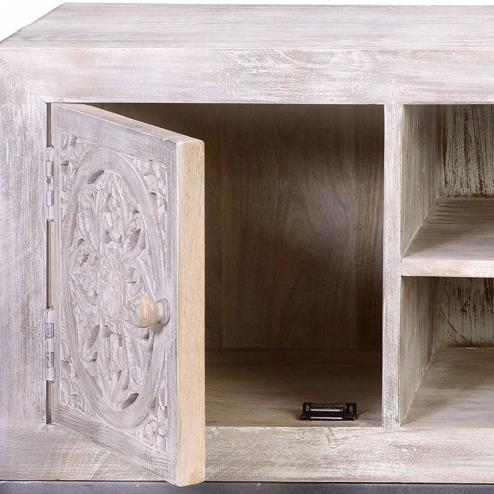 Vintage Lowboard in Mangoholz White Wash - Fudorus