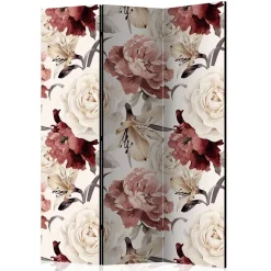 Vintage Motiv Paravent mit Rosen in Rot Weiß - Vakuum