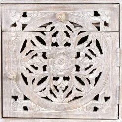 Vintage Nachtschrank aus Mangoholz White Wash - Fudorus