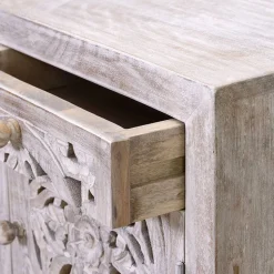 Vintage Nachtschrank aus Mangoholz White Wash - Fudorus