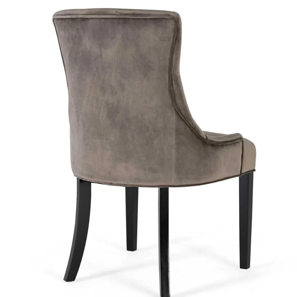 Vintage Polsterstuhl aus dunkelgrauem Samt - Blances (4er Set)