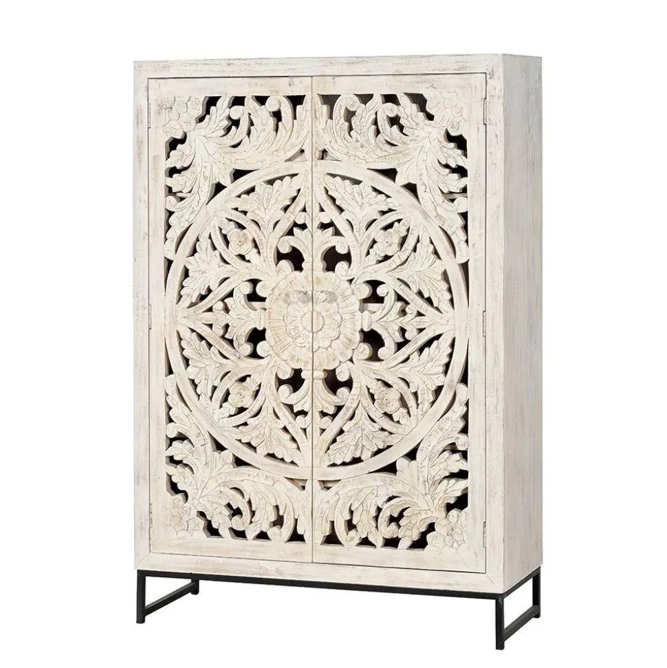 Vintage Schrank in Mangoholz White Wash - Fudorus