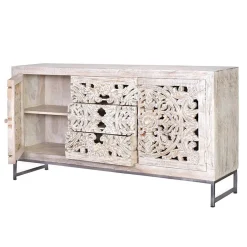 Vintage Sideboard in Mangoholz White Wash - Fudorus