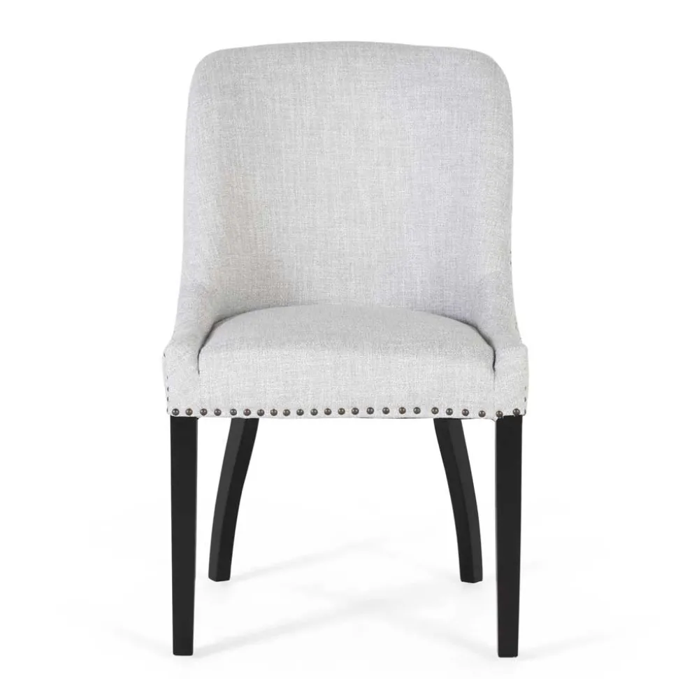 Vintage Stühle in Hellgrau Strukturstoff - Lenza (2er Set)