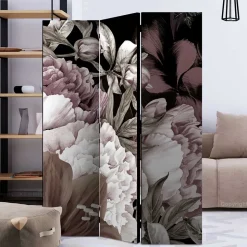 Vintage Style Paravent mit Blumenmotiv bedruckt - Borgionsa