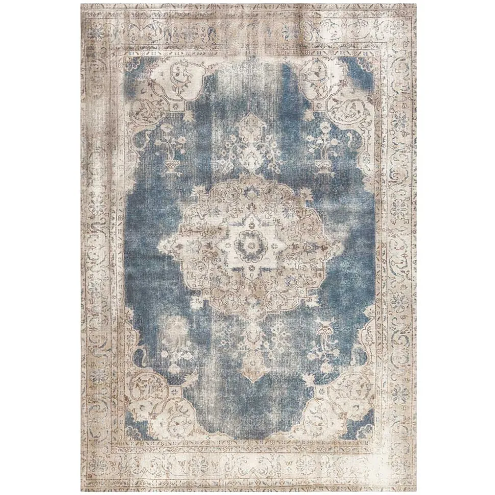 Vintage Teppich in Blau und Cremeweiß - Milan