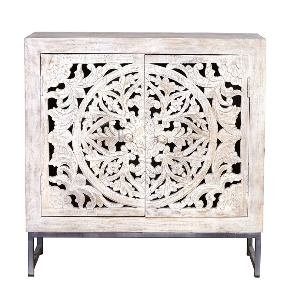 Vintage Türen-Kommode in Holz White Wash - Fudorus