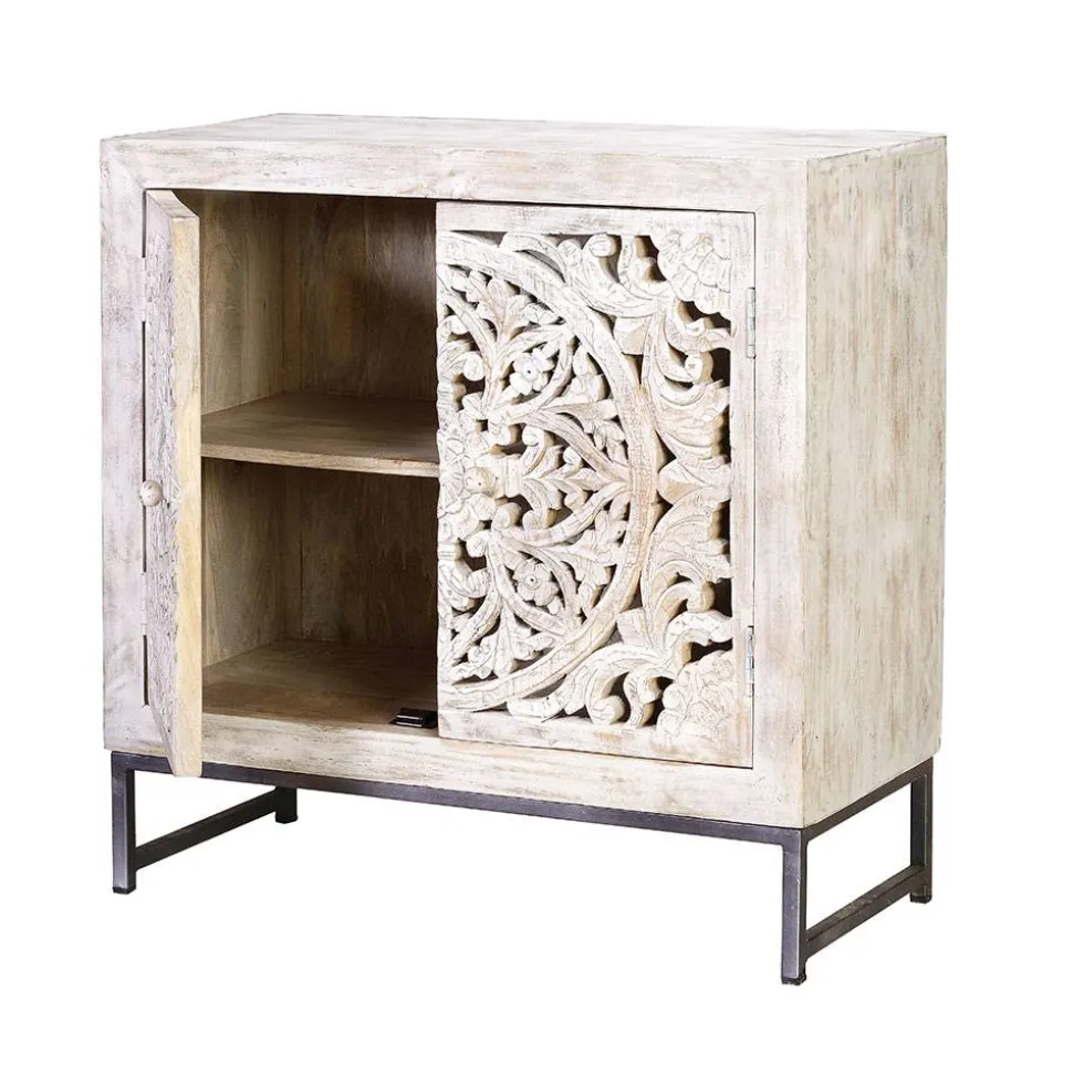 Vintage Türen-Kommode in Holz White Wash - Fudorus