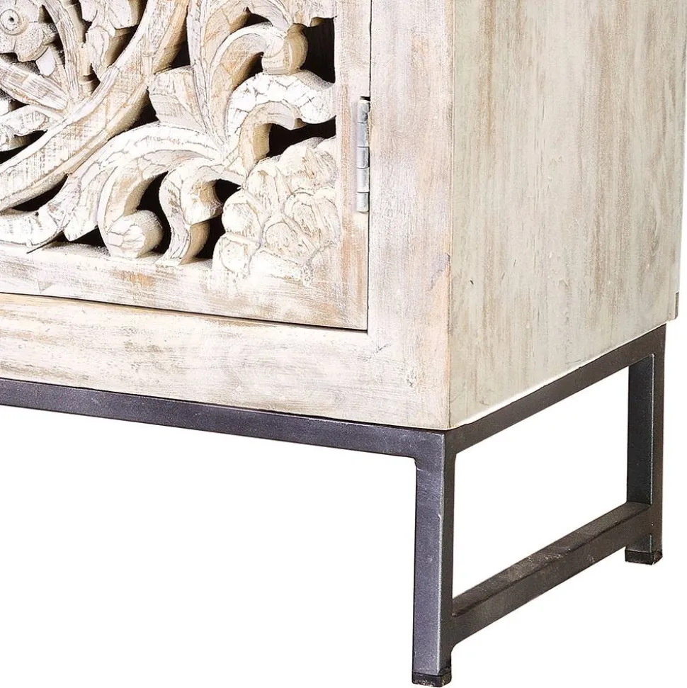 Vintage Türen-Kommode in Holz White Wash - Fudorus