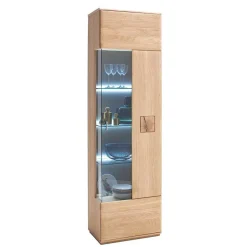 Vitrine in 60cm Breite Pontros Eiche Bianco teilmassiv