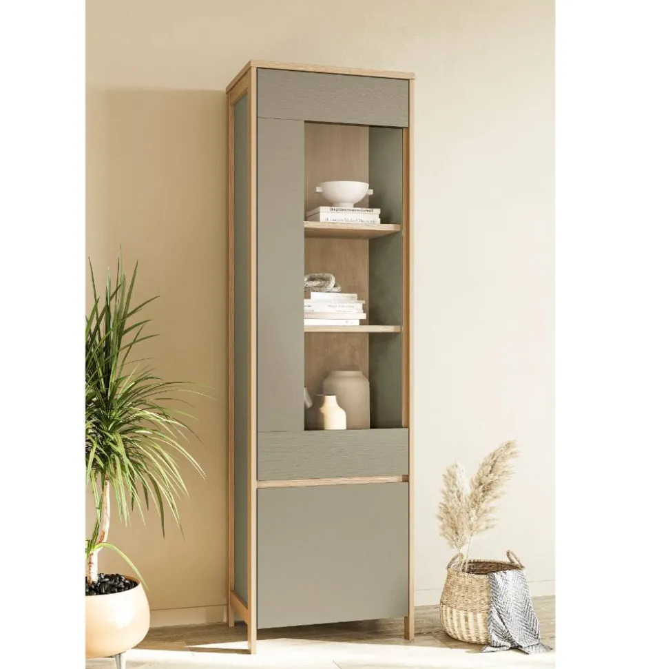 Vitrine in Eukalyptus und Eiche Optik - Promo