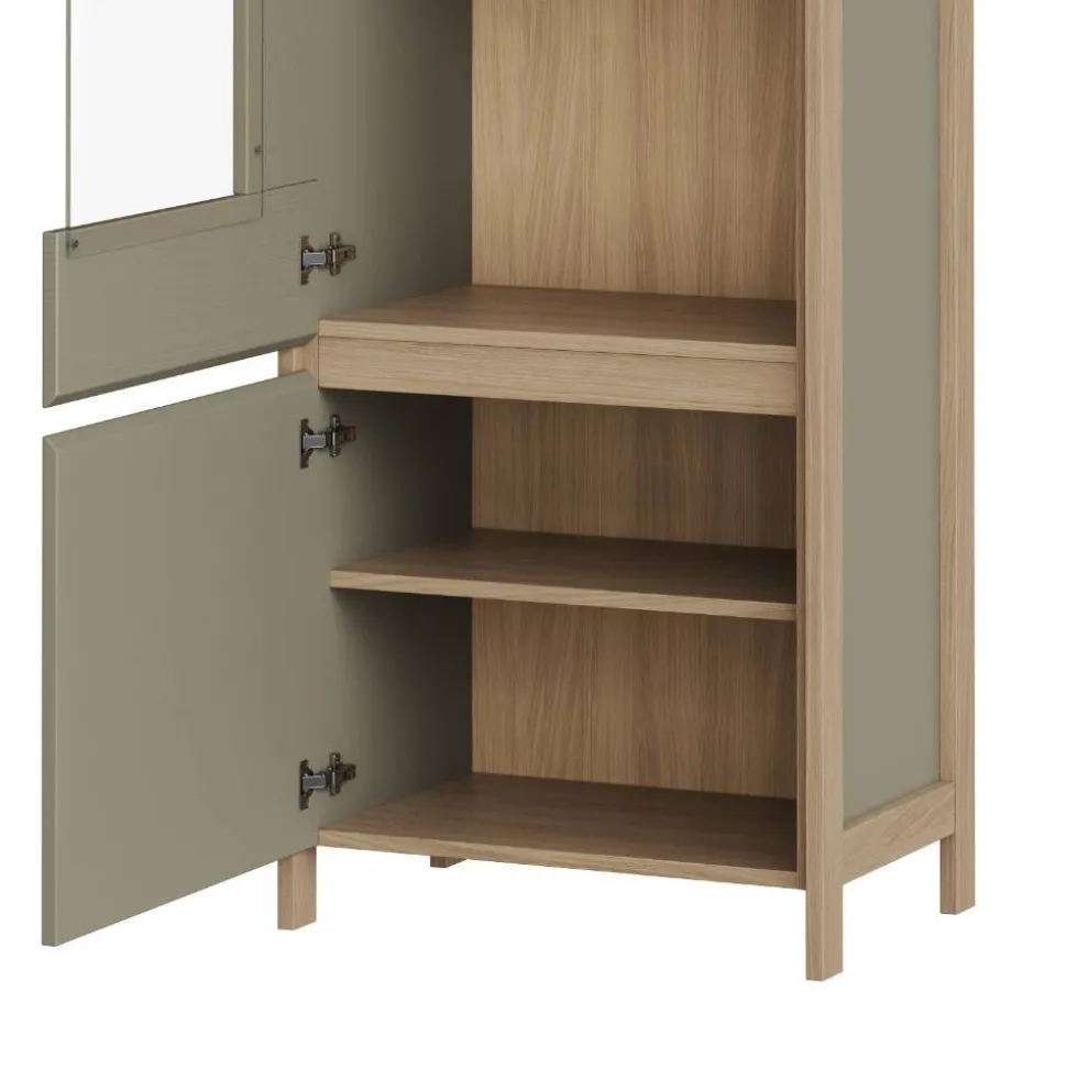 Vitrine in Eukalyptus und Eiche Optik - Promo