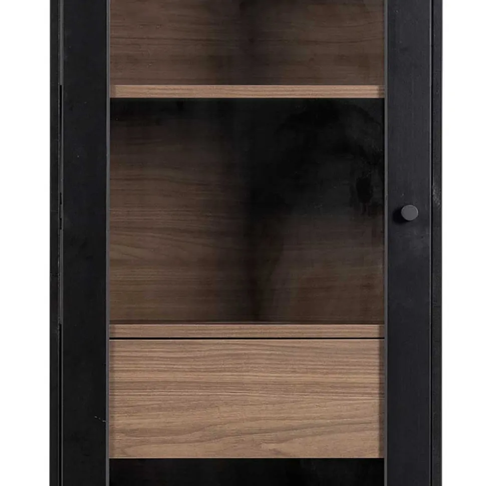 Vitrine in Schwarz & Walnuss Optik - Rabad
