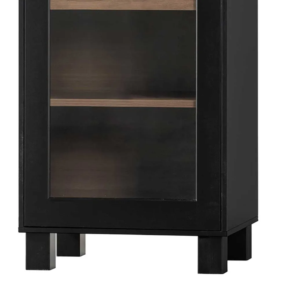 Vitrine in Schwarz & Walnuss Optik - Rabad