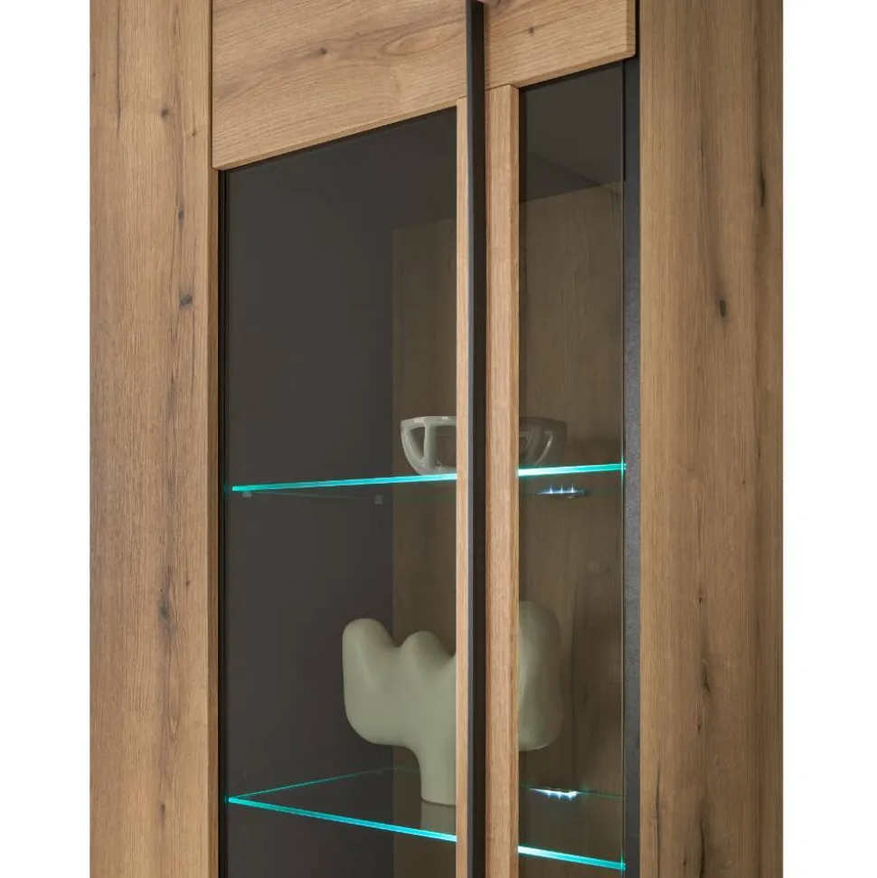 Vitrinen Schrank in Eiche Dekor - Brocus