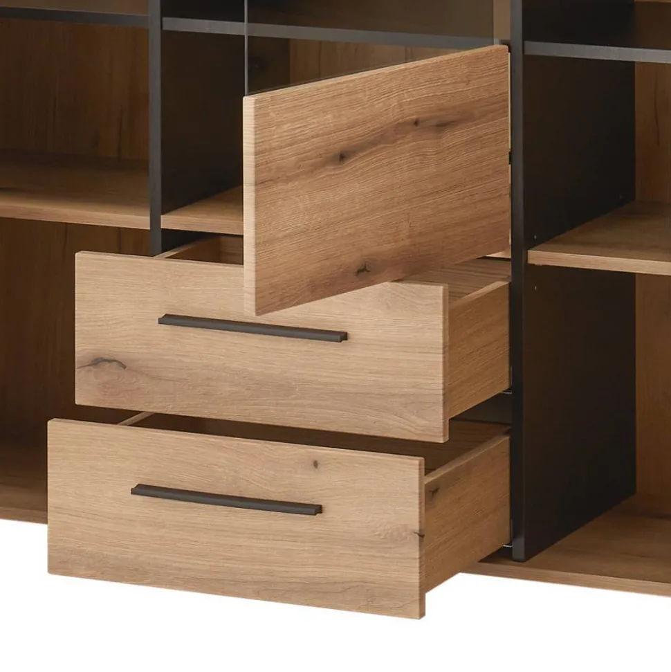 Vitrinen-Highboard in Eiche Holzoptik - Brocus