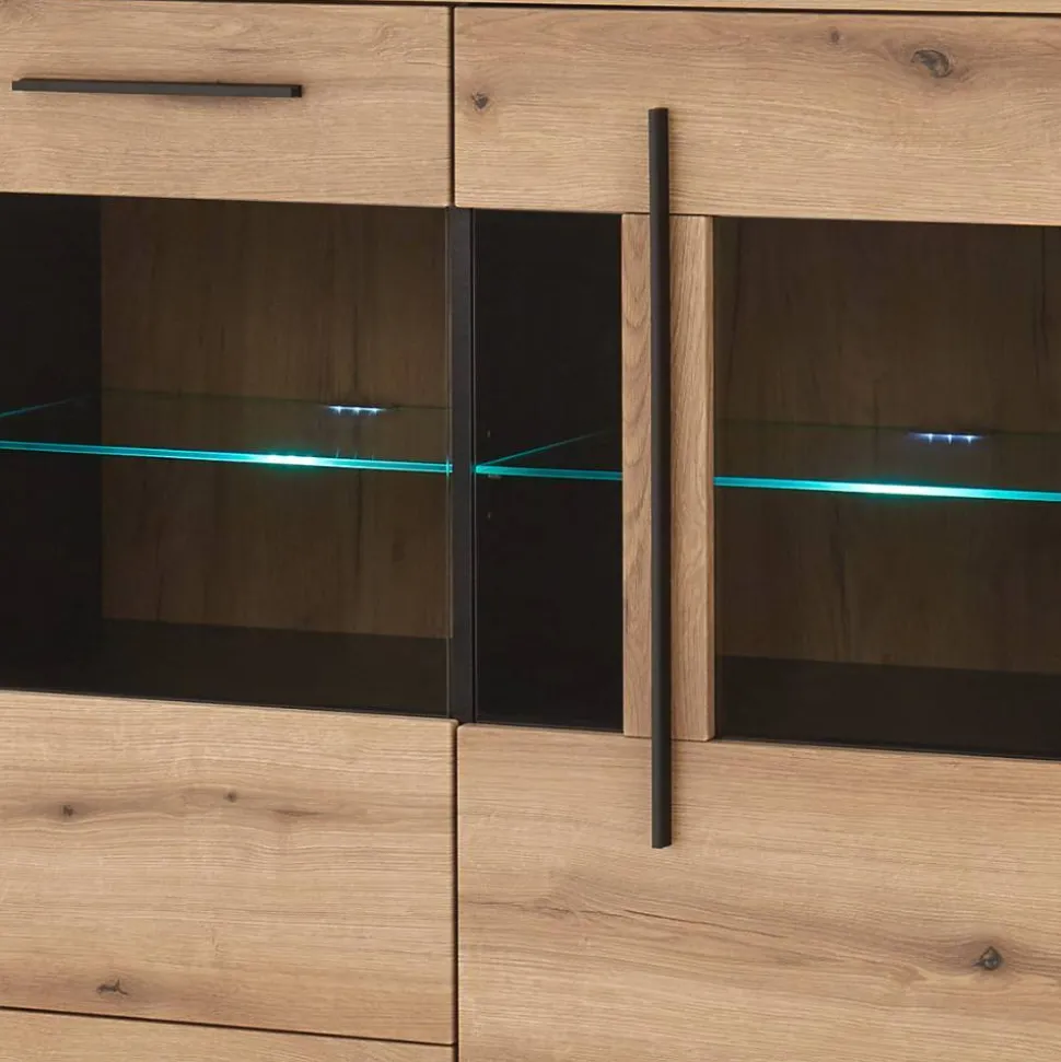 Vitrinen-Highboard in Eiche Holzoptik - Brocus