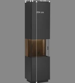 Vitrinenschrank in Anthrazit & Eiche Bianco - Cruzca