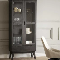 Vitrinenschrank in Eiche Dunkelbraun - Lomarios