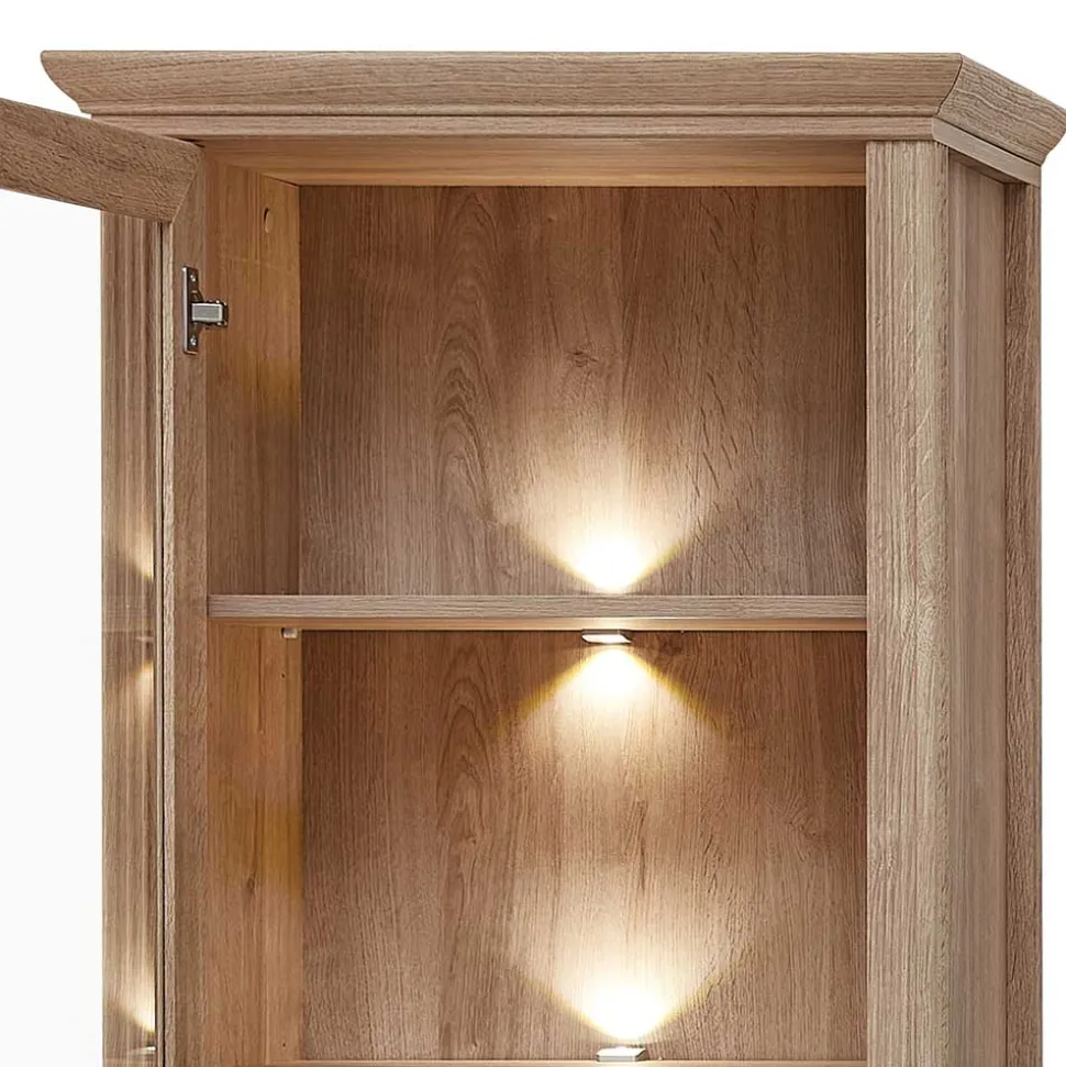 Vitrinenschrank in Eiche Optik mit LED - Barack