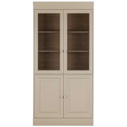 Vitrinenschrank in Hellgrau mit Braun - Floressa