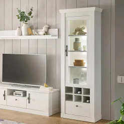 Vitrinenschrank in Holzoptik Pinie weiß - Liancos