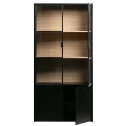 Vitrinenschrank in Kiefer und Schwarz - Angoro