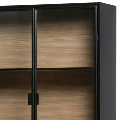 Vitrinenschrank in Kiefer und Schwarz - Angoro