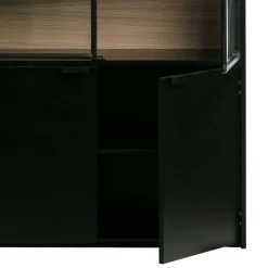 Vitrinenschrank in Kiefer und Schwarz - Angoro