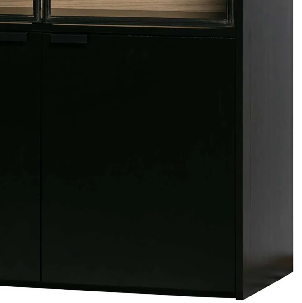 Vitrinenschrank in Kiefer und Schwarz - Angoro