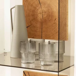 Vitrinen-Schrank in Soft White und Wildeiche - Yordyn