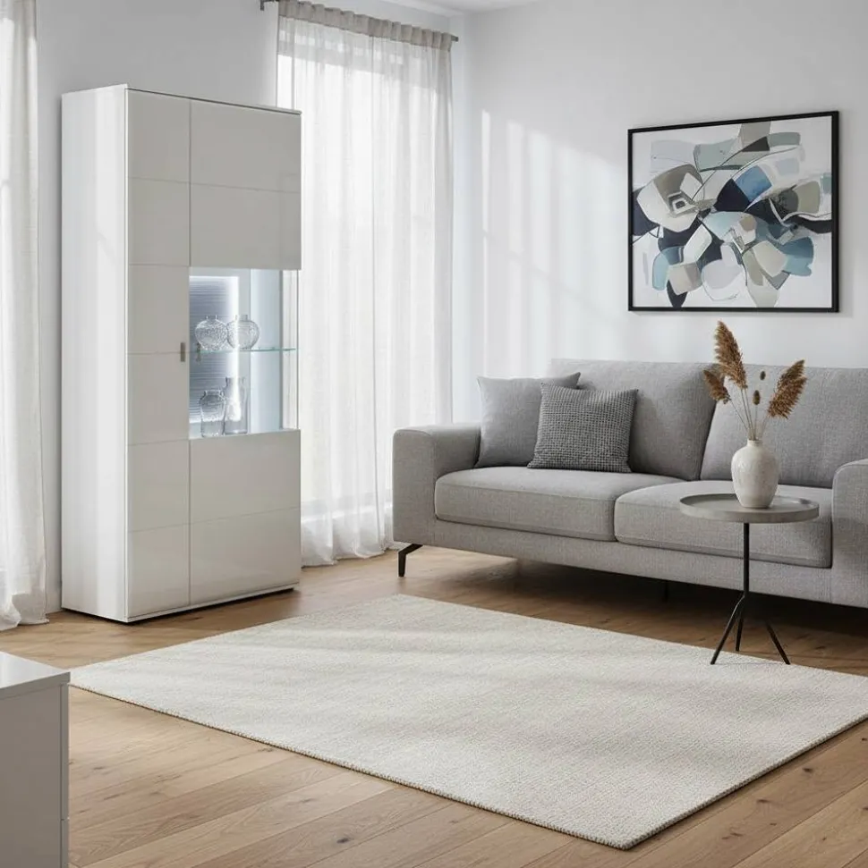 Vitrinenschrank in Weiß & Anthrazit - Hazime