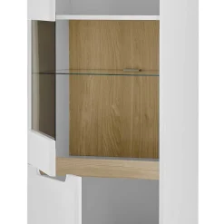 Vitrinenschrank in Weiß mit Eiche - Ginko