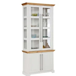 Vitrinenschrank in Weiß mit Honig - Eyzaco