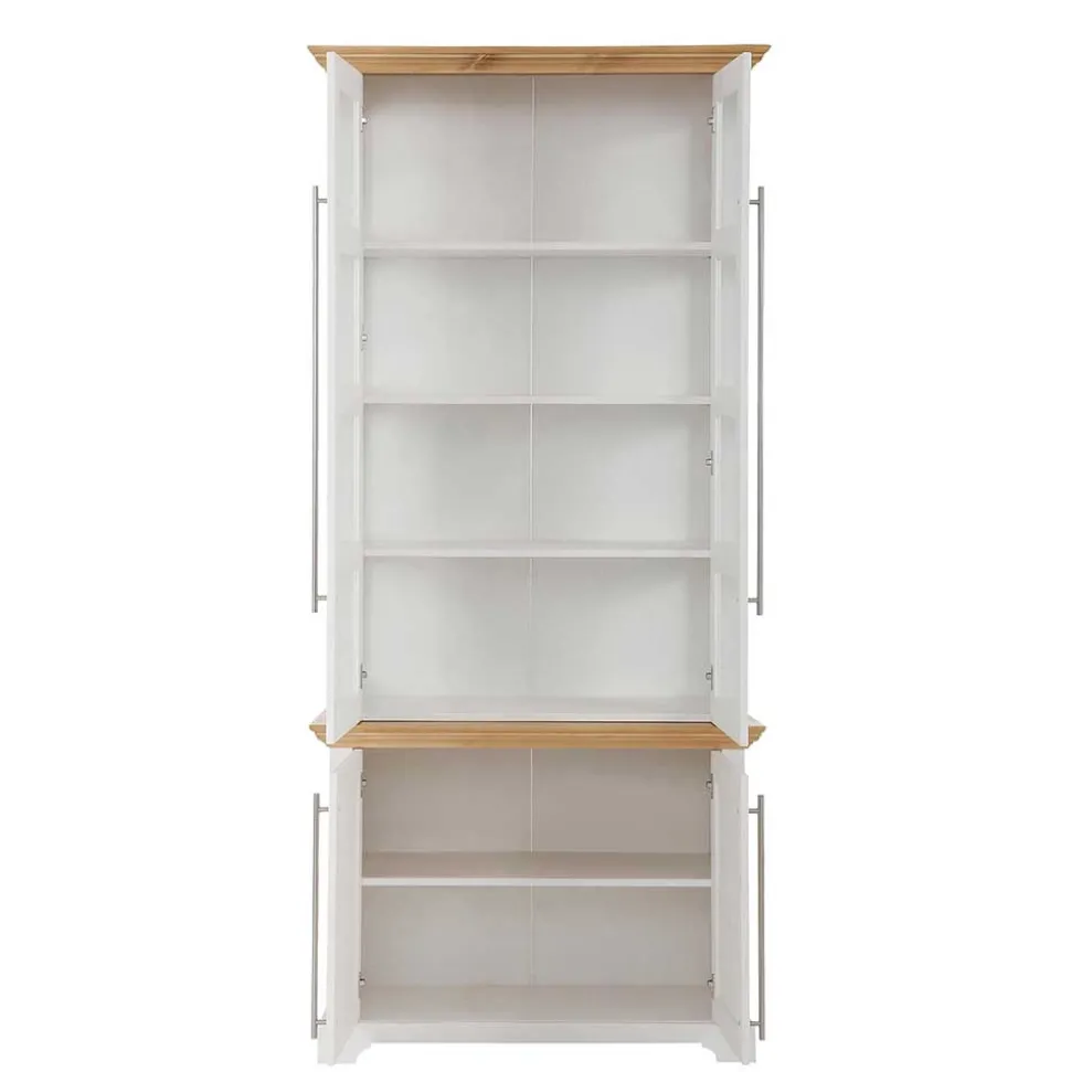 Vitrinenschrank in Weiß mit Honig - Eyzaco