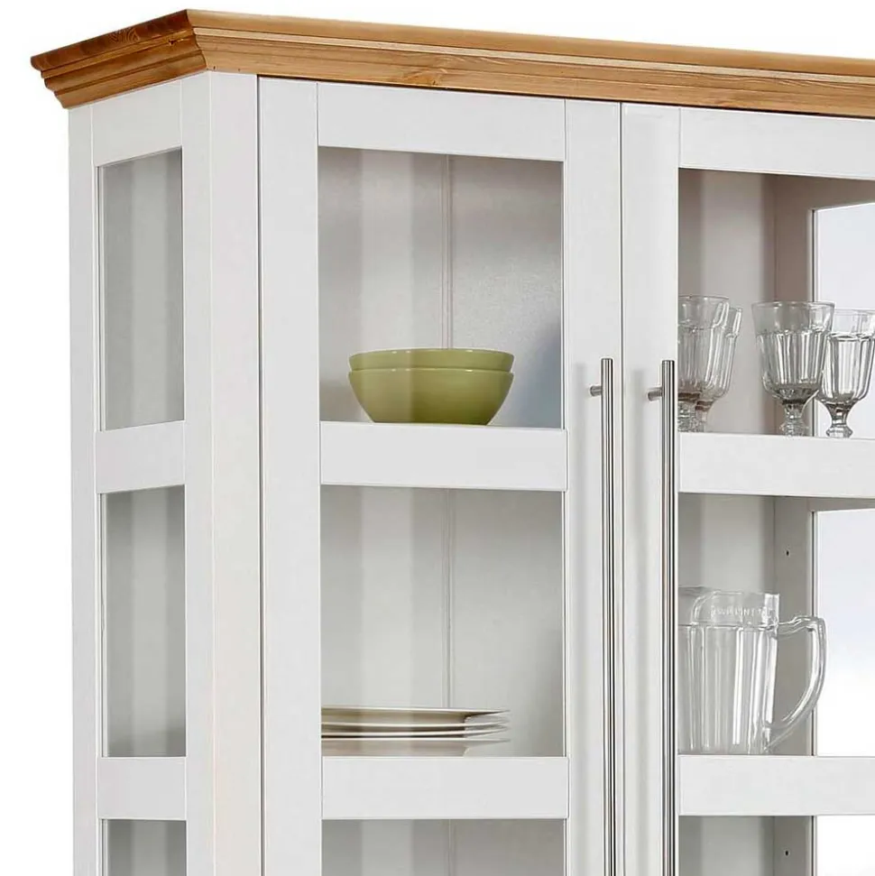 Vitrinenschrank in Weiß mit Honig - Eyzaco