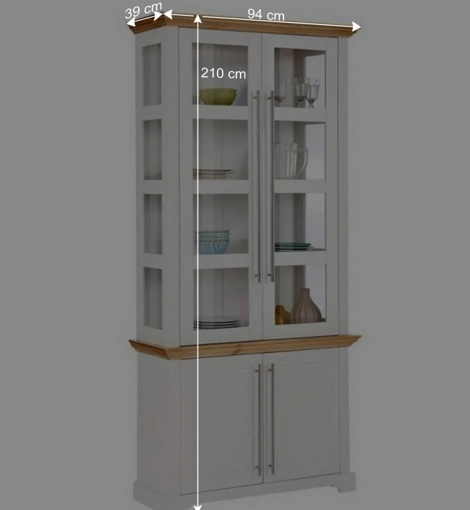 Vitrinenschrank in Weiß mit Honig - Eyzaco