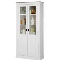 Vitrinenschrank in Weiß mit Grau - Lucasario